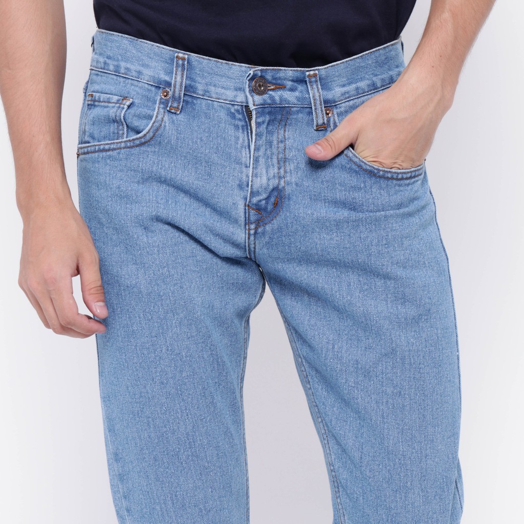 Edwin Celana Jeans Roma 01 Slim Fit Pria Panjang Biru Muda