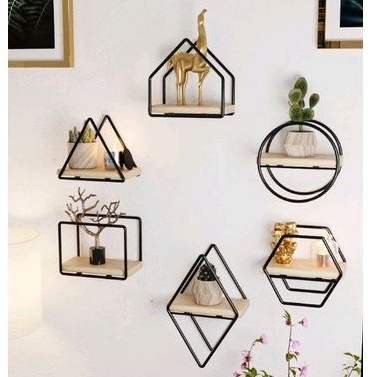 Rak Dinding Kayu besi Hiasan dinding rumah Rak dinding kamar dekorasi kamar walldecor