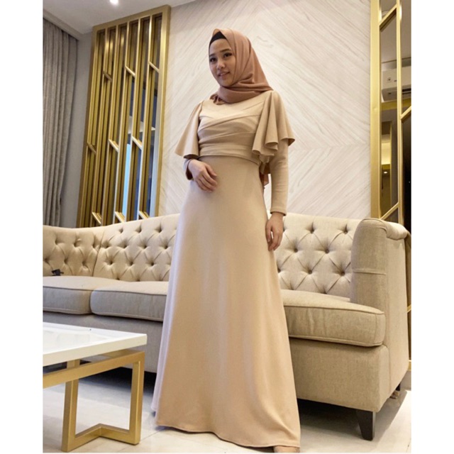 Vanesha Margaretta - 734 /longdress maxi scuba / baju pesta scuba / dress pesta hijab