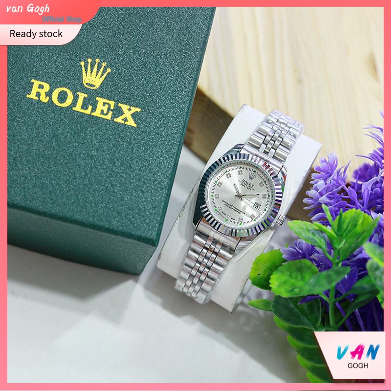 VAN Gogh BEST SELLER !!! Jam Tangan Pria Rolex  Tanggal Aktif Tali Rantai Free Box Original , Kartu &amp; Baterai