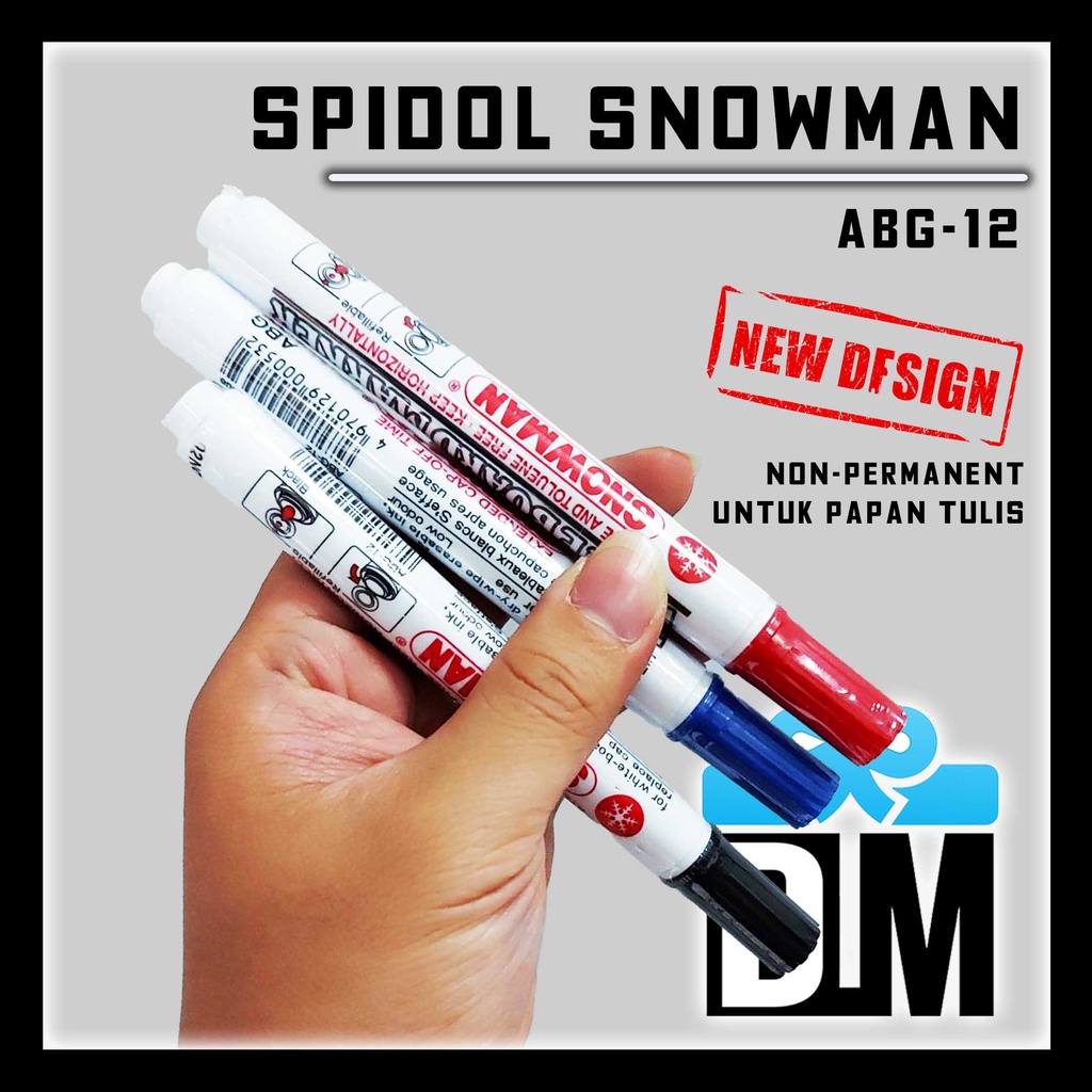

Spidol Papan Tulis Snowman 100% ORIGINAL ABG-12 NON-PERMANENT Easy refill Termurah