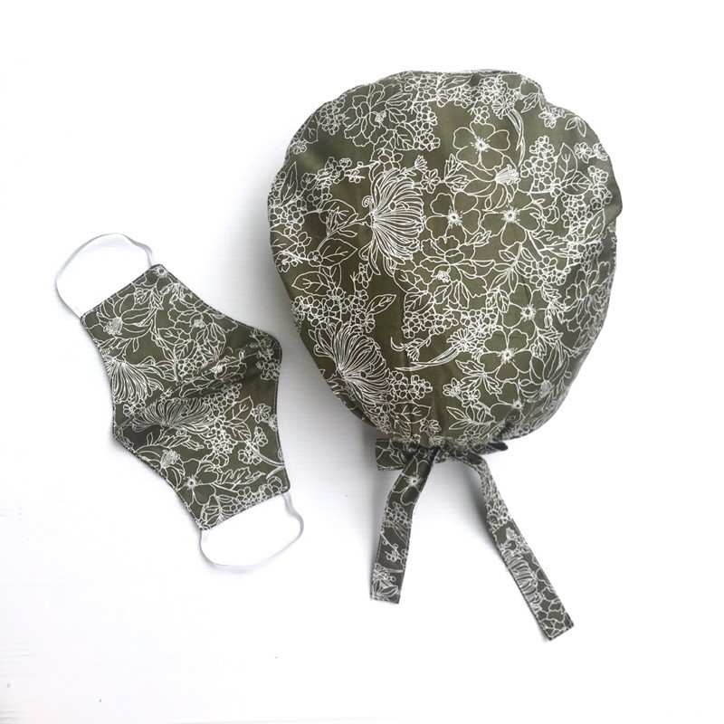 Topi Bedah / Surgical Cap / Nurse Cap / Topi Perawat Motif Bunga Abstrak No 21