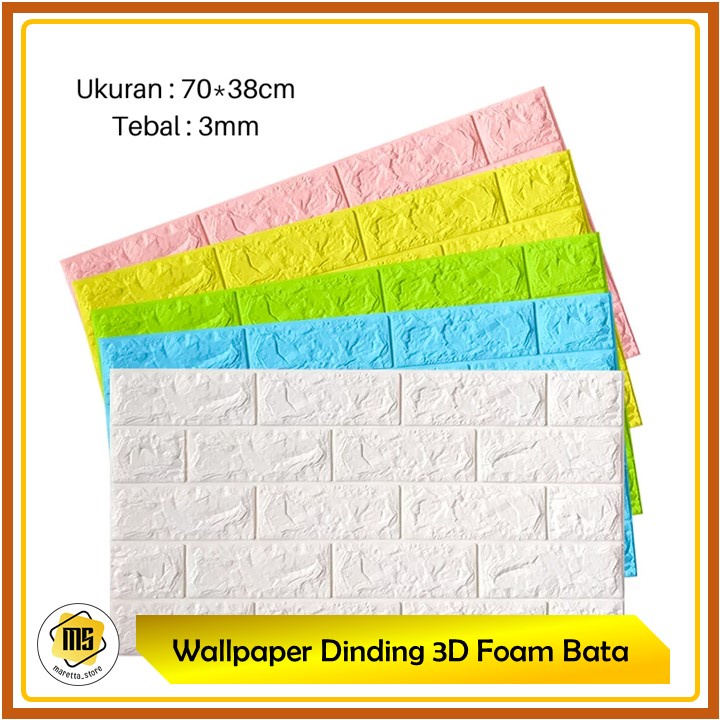 Wallpaper Dinding 3D Foam Batu Bata Ukuran 70 x 38 cm