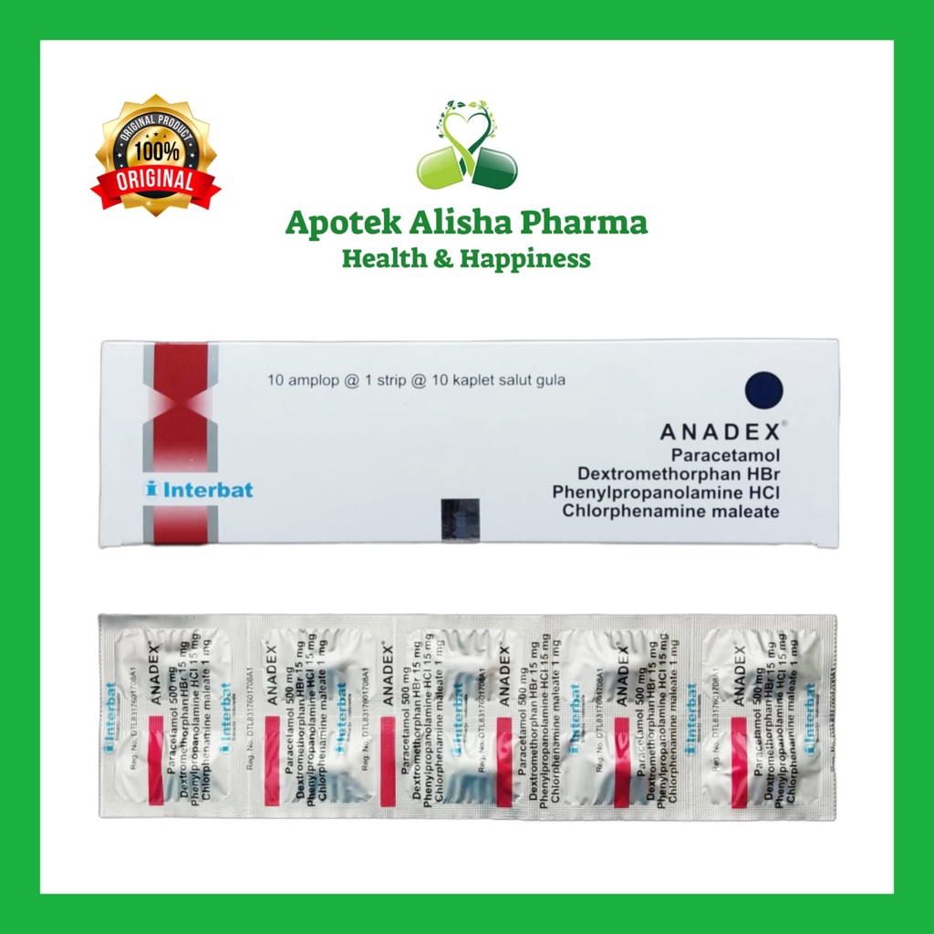 ANADEX Strip 10 Tablet-Anadex Tablet Obat Batuk Flu Pilek Panas Demam Pusing Sakit Kepala Dewasa / Anadek Tablet