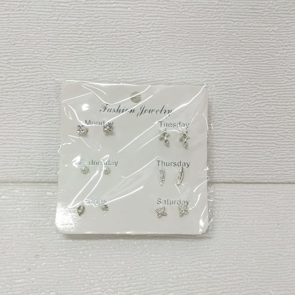 ⭐ JKTMART ⭐Anting Aksesoris Fashion Mutiara Earrings Wanita 6 Pasang Tusuk Simple COD A022-MOTIF 13