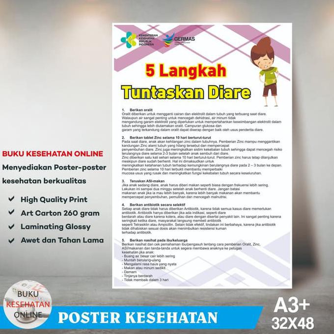 

Poster Kesehatan 5 LANGKAH TUNTASKAN DIARE (1) - LAMINATING GLOSSY TERMURAH