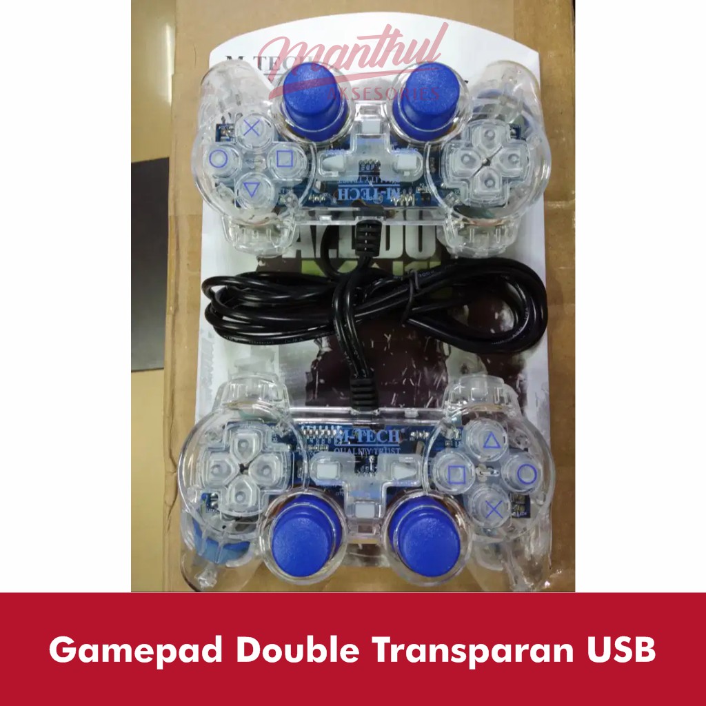 Gamepad Double Transparan USB Joystick PC uble Transparan USB