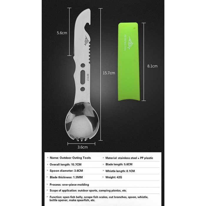 Sendok Pembuka Botol Pisau Multifungsi Petrified Outdoor Camping Tools