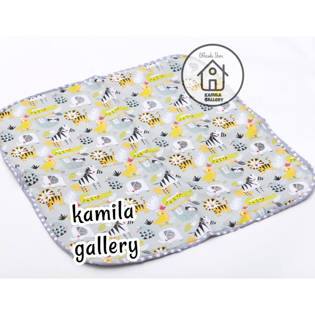 PERLAK SET BAYI/ALAS OMPOL KASUR BAYI /MATRAS BAYI WATERPROOF motif GRAY ZOO