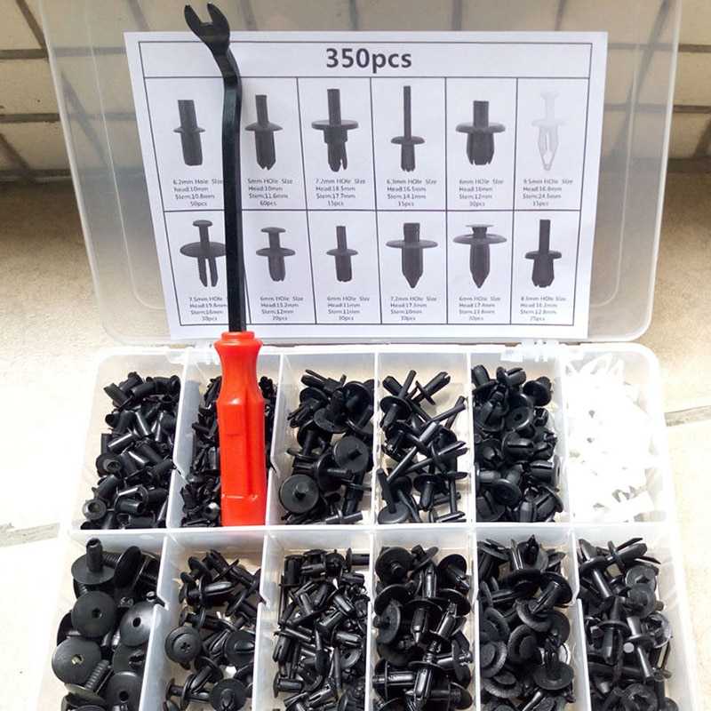 Taffware Baut Rivet Mobil Universal Car Push Pin Fasteners 350PCS HE09-Hitam