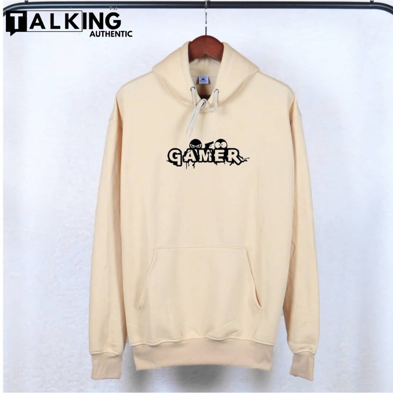 Sweater Hoodie Pria Distro Cream Original TALKING AUTHENTIC Bandung Hodie Pria Full Cotton Cream Tebal Couple Unisex jumbo