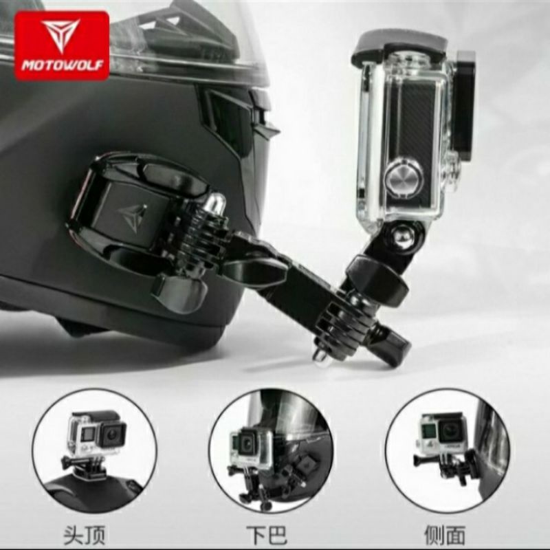 Breket holder camera pegangan camera go pro helm Motowolf