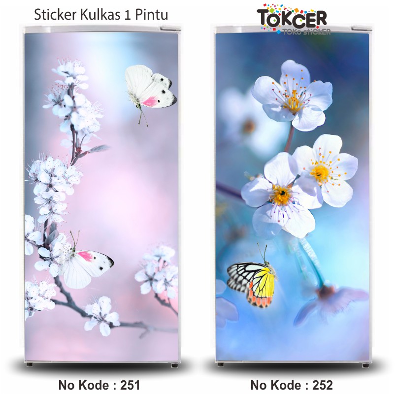 Variasi Stiker Kulkas 1 dan 2 Pintu Bunga