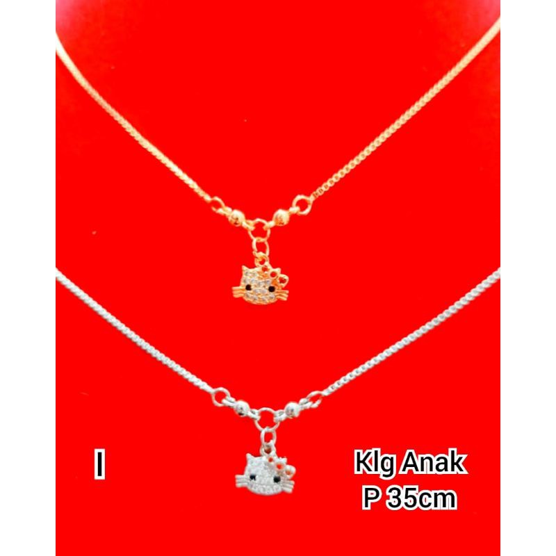 KALUNG ANAK-ANAK MOTIF HELLO KITTY GOLD DAN SILVER TERBARU