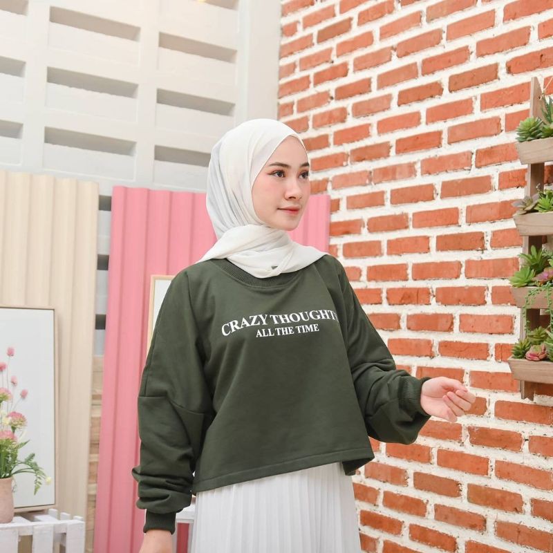 PAKAIAN WANITA - CRAZY TOUGHTS - SWEATER WANITA - SWEATER FLEECE - PAKAIAN TERLARIS-KASUAL STYLE