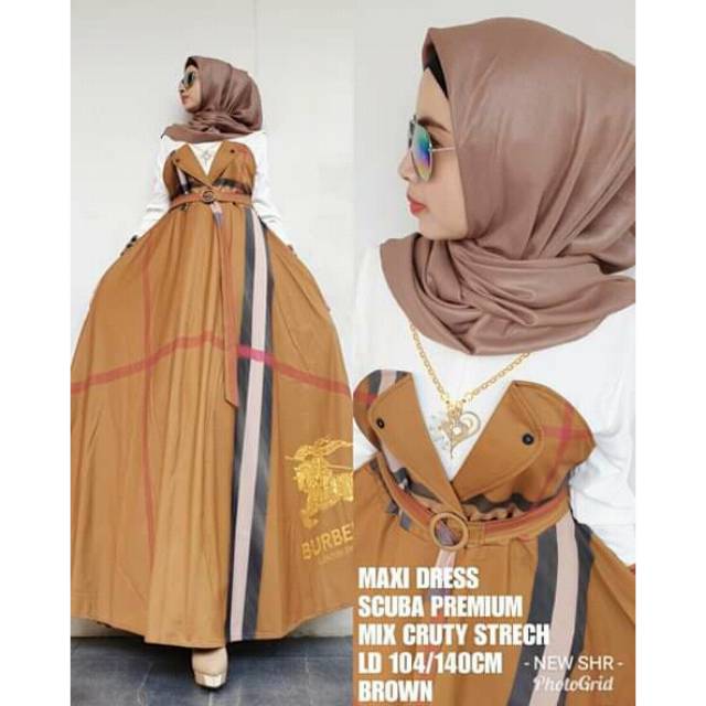MAXI MAXY DRESS SCUBA PREMIUM SHR NOOZ ORI IMPORT GAMIS MUSLIMAH KATUN STRETCH PREMIUM CANTIK TEBAL