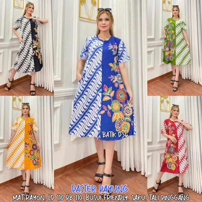 (Alesha) Baju Tidur Daster Payung Seling Parang Flower Elegen Santai Batik Murah Rayon super