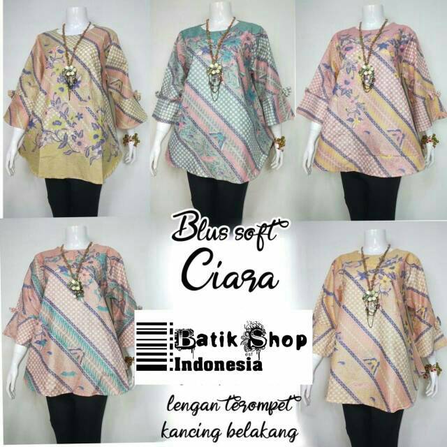 Blus Rifa Pastel Batik Ciara Soft Atasan Kerja Kantoran Seragam Muslim Kondangan Casual