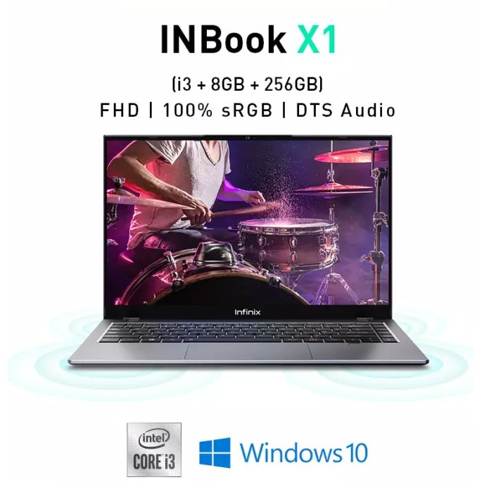 infinix laptop X1 core I3 8GB+256GB - Grey