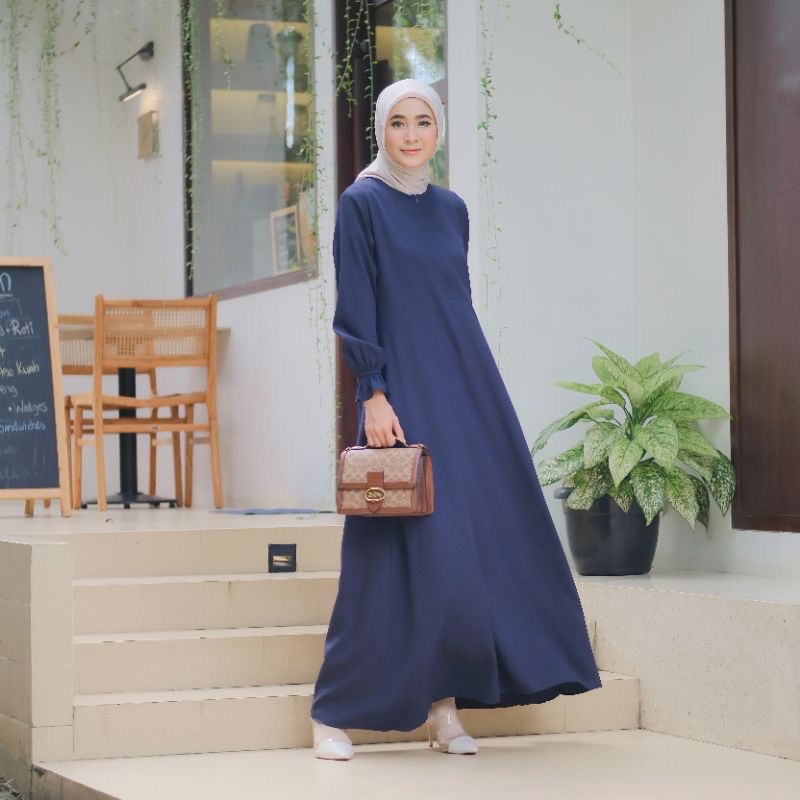 hafsah dress gamis polos simpel elegan Muslim