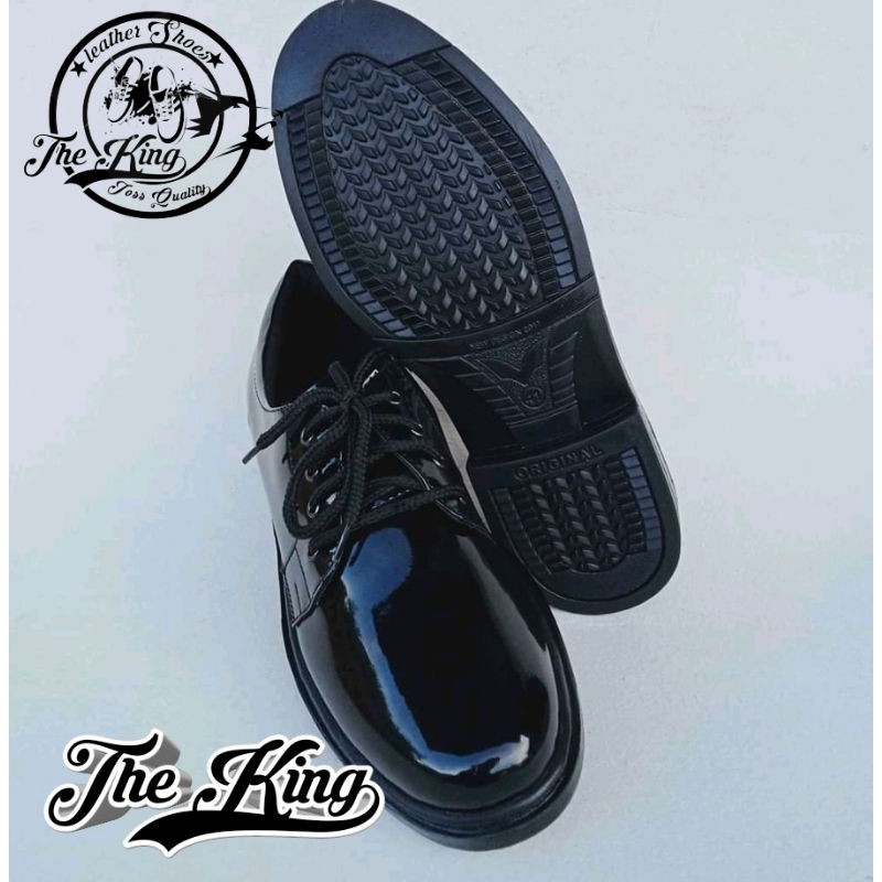 sepatu pria pantovel pdh pendek kulit asli kilap TNI polri