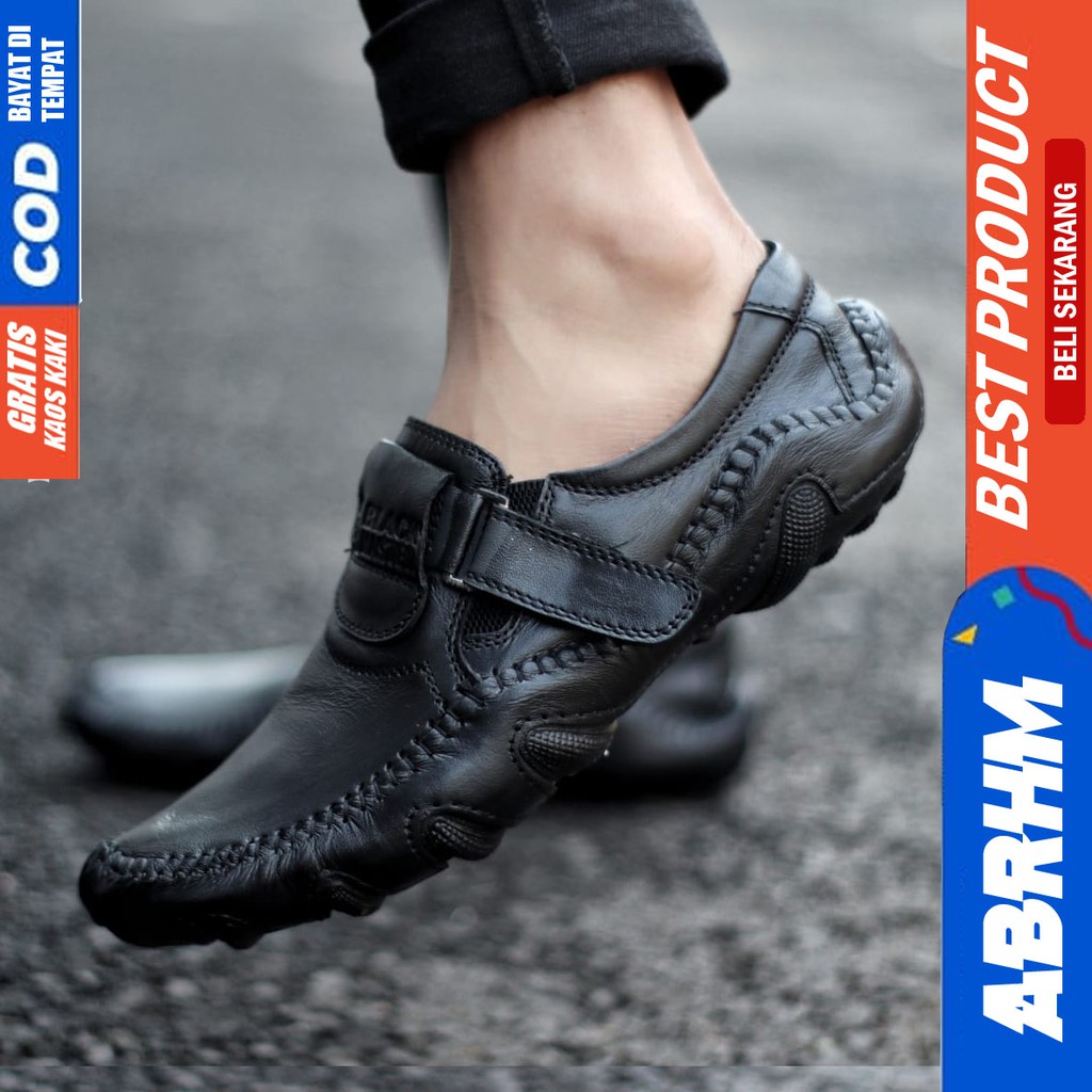 ABRHM X BUFON Sepatu Slip On Pria Sepatu Pria Casual Kulit Asli Original Sepatu Kerja Cowo/Cowok Ori