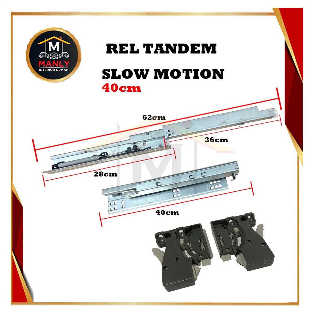 Rel Laci Tandem 40 cm Slow Motion Double Extention (2x Tarikan) isi 1 Set