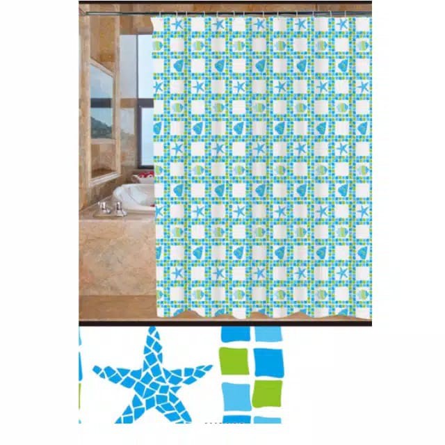 Tirai Kamar Mandi Shower Curtain 180 x 180 cm Bahan PEVA Anti Air