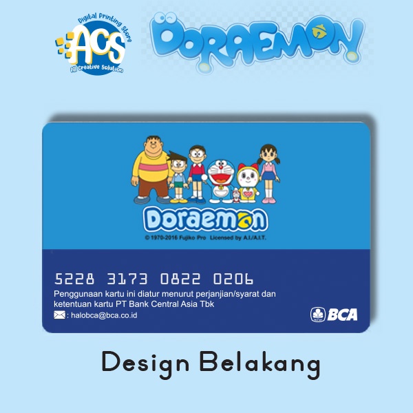 Custom E-Card print UV Seri Kucing Biru D o r a e m o n  Viral Murah