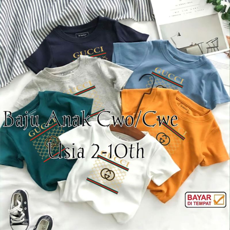 Kaos Anak lengan Pendek Unisex laki Laki Dan Perempuan Gu991 Besar Baju Oblong Anak Kaos Distro Anak Cewek