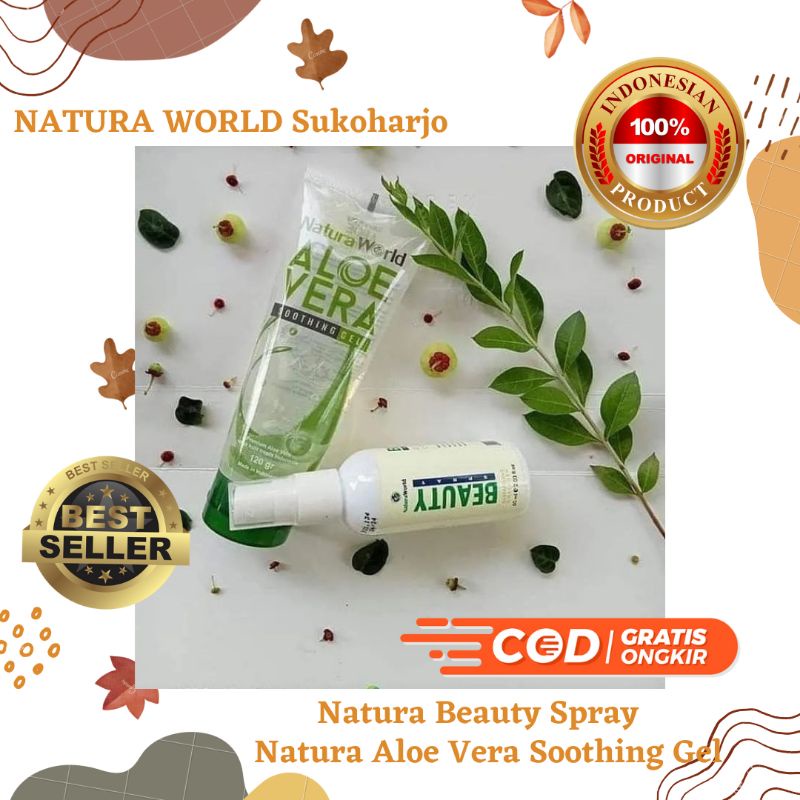 Paket Glowing Natura World Natura Beauty Spray + Natura Aloe Vera Soothing Gel Original