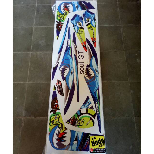 striping/lis/sticker variasi mio soul GT "SHARK" biru-merah-hitam-putih