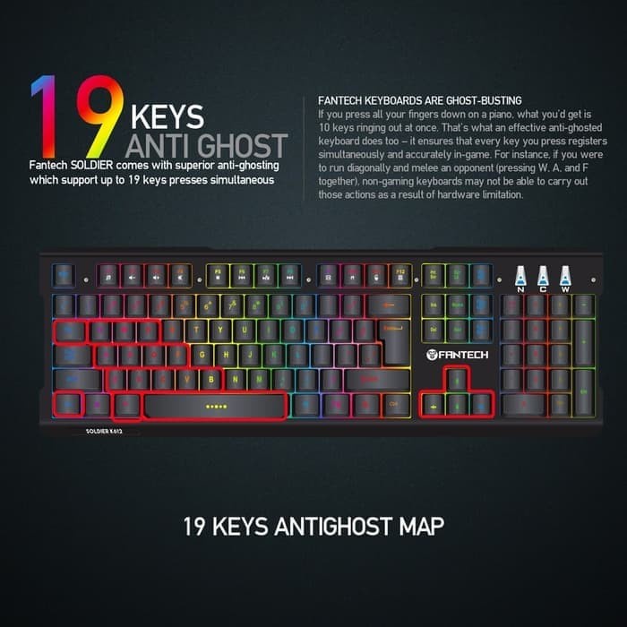 keyboard gaming RGB fantech k612 soldier