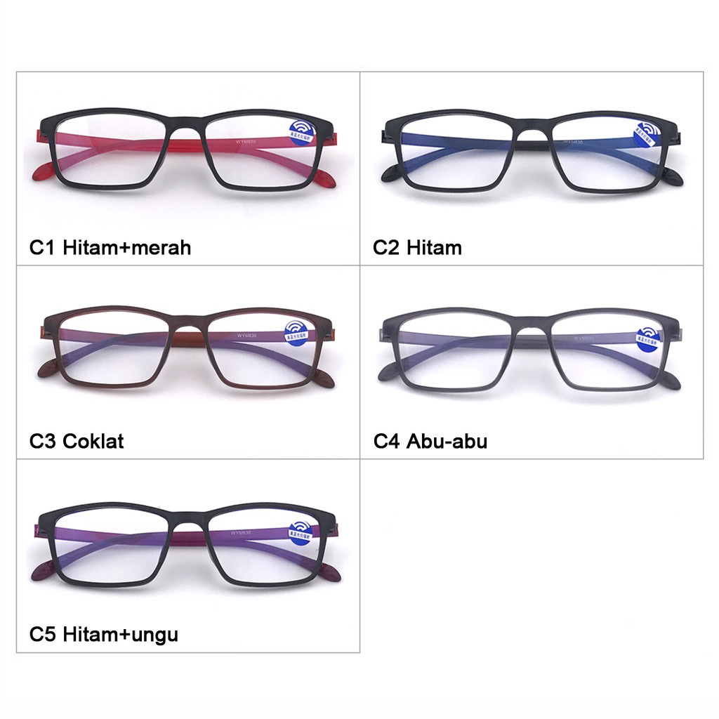 Kacamata Anti Radiasi Kotak Wanita Korean Fashion Retro Cahaya Biru / Kacamata Baca Lensa Normal-COKLAT
