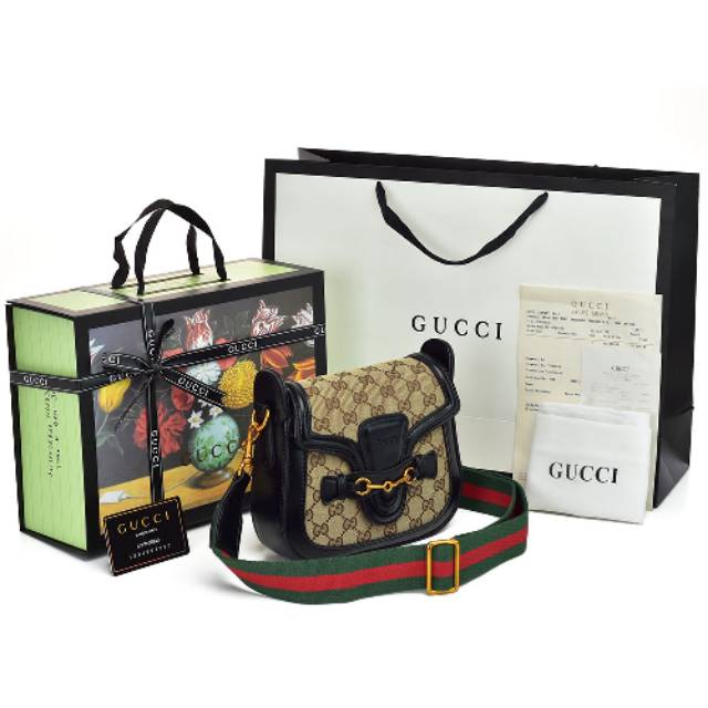 Tas Gucci Shoulder Lady Web Canvas GG Mini Hitam P380574
