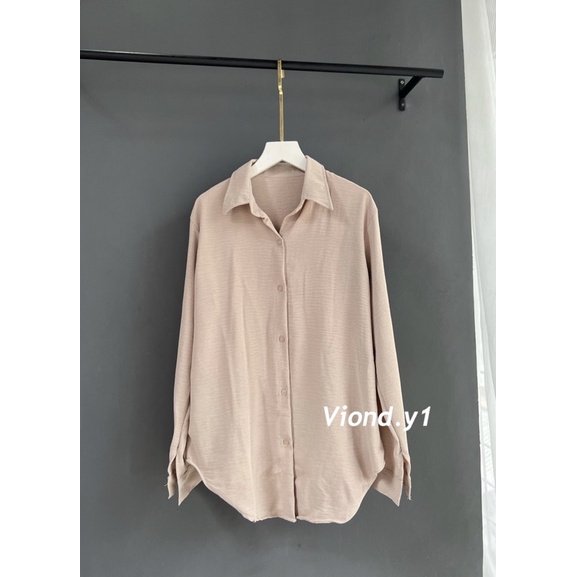 Kemeja Polos Korea / Kemeja Wanita Korean Style / Kemeja Bahan Kringkel Import 1