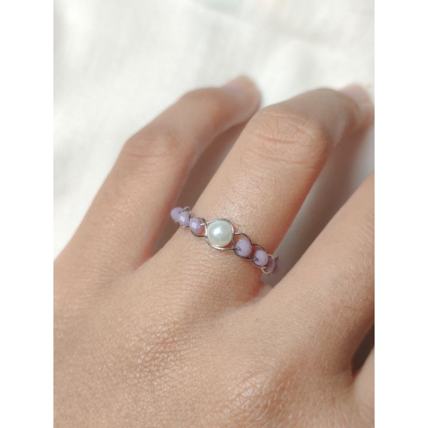Cincin manik kristal / crystal beaded ring / bride ring / cincin aesthetic