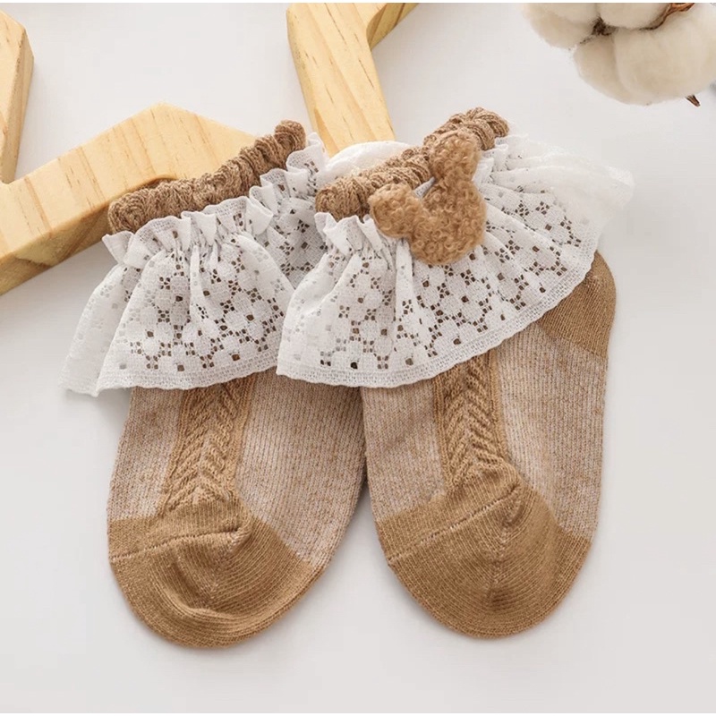 Kaos Kaki Anak Bayi Balita Perempuan Renda MIC*KEY Ruffle Putih / Baby Kids Socks