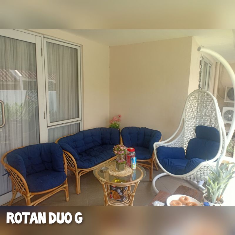 KURSI ROTAN BAHAMA PLUS AYUNAN TERAS TAMAN CUSTOM TAMU FURNITURE BANGKU ROTAN