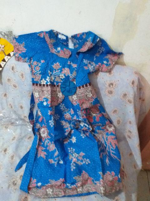 Qnunbatik Dress/terusan Batik 9-12 Th Anak Perempuan Kd Melati Dasar Warna