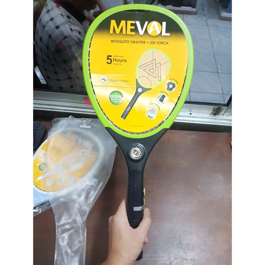 Meval Raket Nyamuk + LED Battery Rechargeable (Colok)