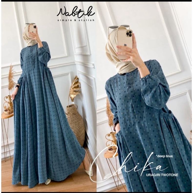 RESTOK LAGI CIKA URAGIRI  GAMIS MUSLIMAH [ NEW ] CIKA DRESS MAXY BAHAN AIRFLOW URAGIRI ORI BY NABTIK