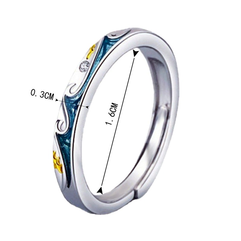 Fancyqube Cincin Adjustable Desain Gunung Laut Bahan S925 Silver Plated Untuk Pasangan