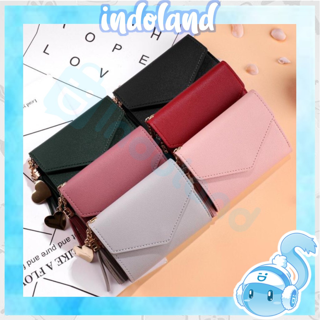 ☀ INDOLAND ☀ WD008 Dompet Lipat Mini Wanita Trend Fashion Cute Wallet Polos Murah Import Batam Murah