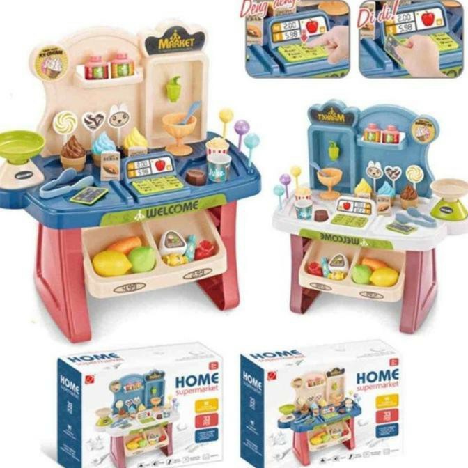MAINAN ANAK HOME MINIMARKET KASIR SUPERMARKET BESAR 33 PCS