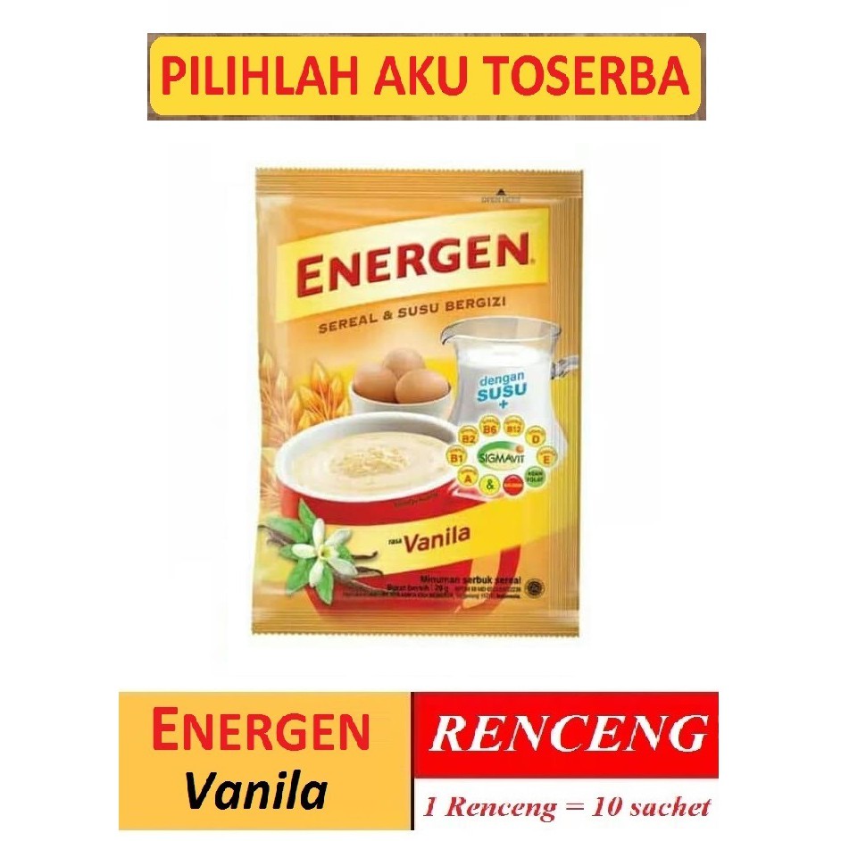 Energen VANILA VANILLA Renceng 29gr x 10 Sachet (HARGA 3 RENCENG)