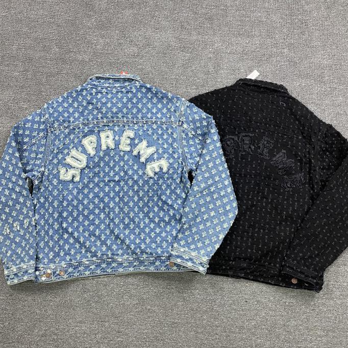 

Supreme Hole Punch Denim Trucker Jacket Blue/Black 1:1 Tag Replica - Biru, L Syakilaaa24