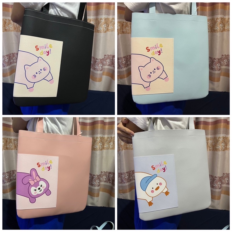 Tote bag wanita bahan kulit sintetis motif karakter totebag miniso totebag perempuan