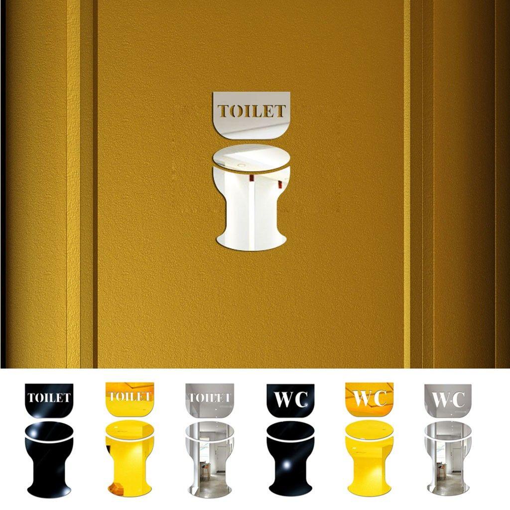 Populer Stiker Cermin WC/Toilet Modern Wall Art Dekorasi Kamar Mandi Tanda Pintu Huruf Inggris