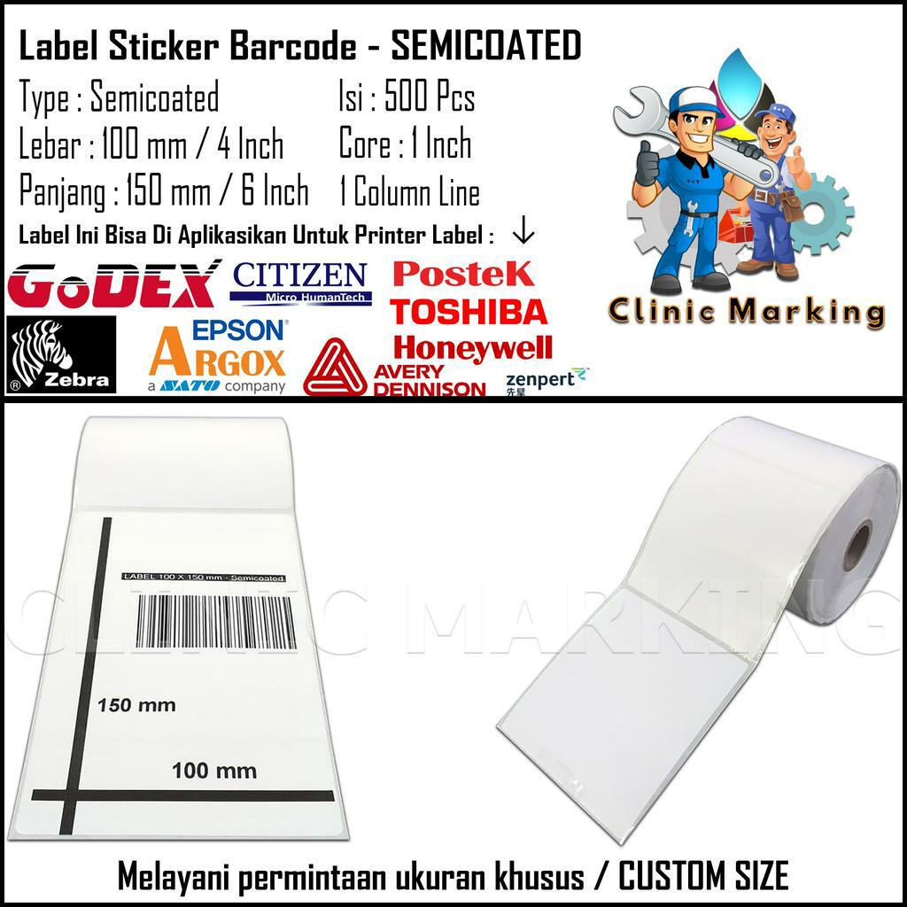 

Label Sticker Barcode Semicoated 100X150 mm / 4X6 Inch - isi 500 Pcs